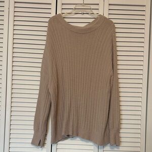 Aerie Dusty Pink Ribbed Crew Neck Sweater